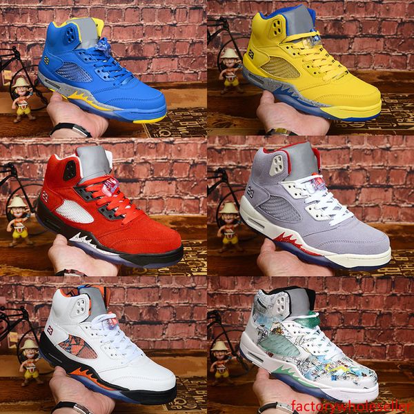 

высокое качество trophy room x 5 ice blue jsp баскетбольная обувь мужчины 5s laney varsity royal psg paris красный синий замша отражают крос