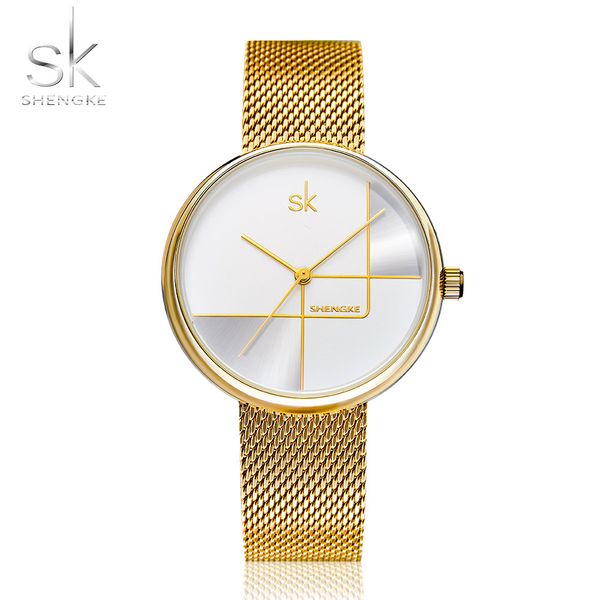 

shengke gold watch women watches ladies milan mesh steel women's bracelet watches female clock girlrelogio feminino montre femme, Slivery;brown