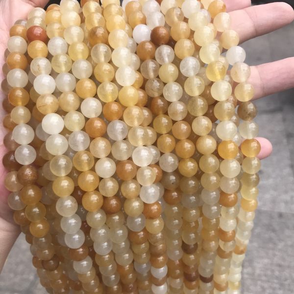 

6/8/10mm natural yellow jade stone beads for jewelry making diy round loose old z stone beads bracelet necklace material, Black