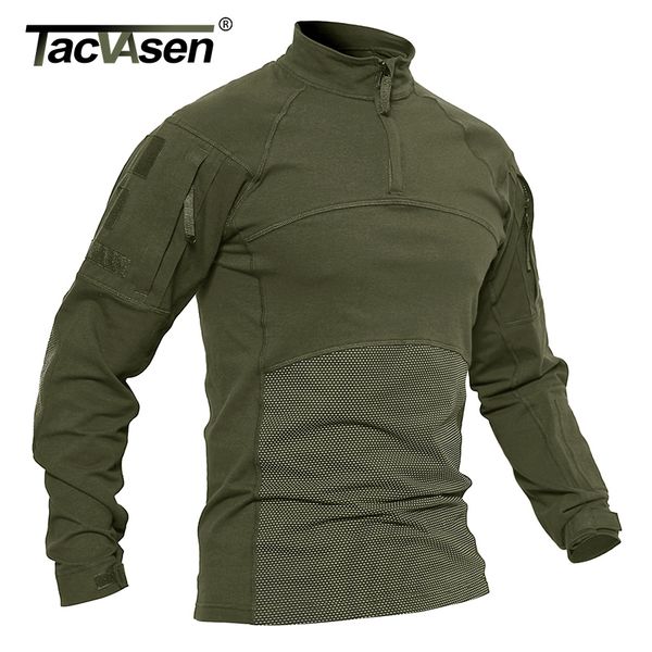

tacvasen men tactical t-shirts clothing cotton long sleeve army t-shirts male lightweight hunt paintball, Black
