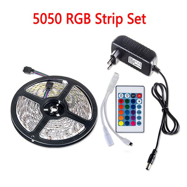 

сид smd 5050 5м 12v водонепроницаемый led rgb полосы света лента пульт дистанционного управления питания сша ес адаптер полный комплект ламп