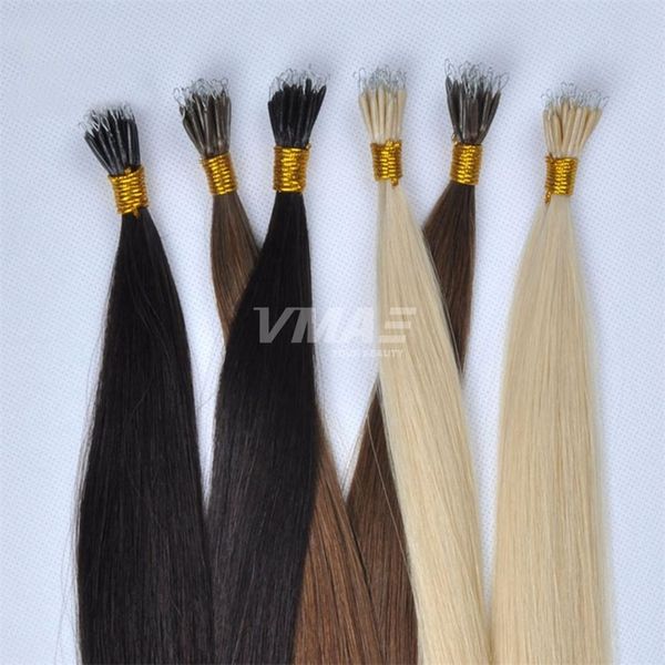 

indian human virgin remy 1g per strand double drawn straight 100g natural black brown nano ring tip keratin pre bonded hair extensions