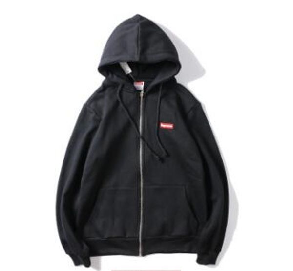 

бесплатная доставка 19fw top моды стилиста бренда мужской хлопка печати с капюшоном на молнии толстовки открытый спортивный хип хоп енсз box, Black