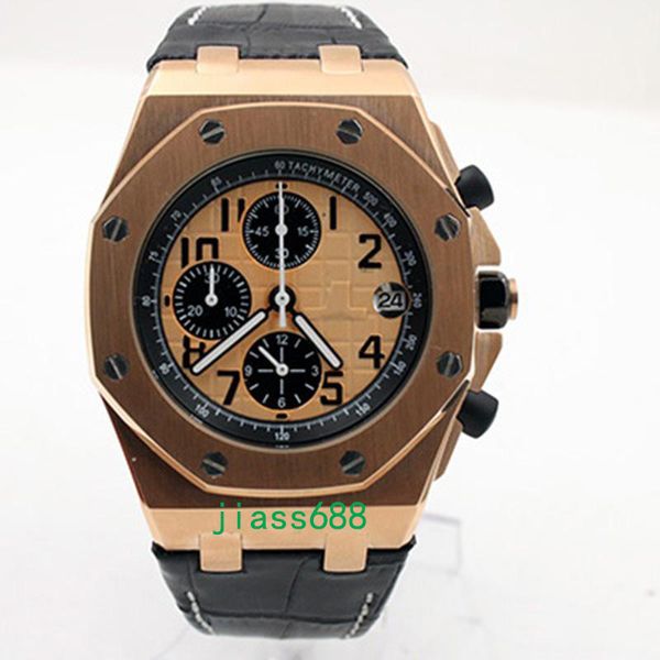 

Royal oak off hore chronograph watch 42mm leather men ro e pink gold leather trap quartz bu ine men watche wri twatch