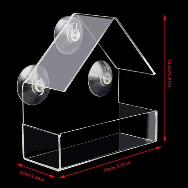 

transparent plastic adsorption type house shape bird feeder innovative suction cup feeder