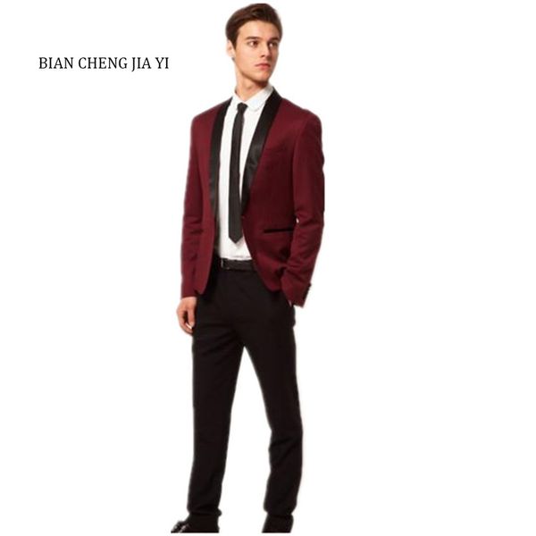 

2019 men wedding suits shawl collar slim fit 2 pieces (jacket +pants) custom made for wedding groom prom tuxedos formal suits, White;black