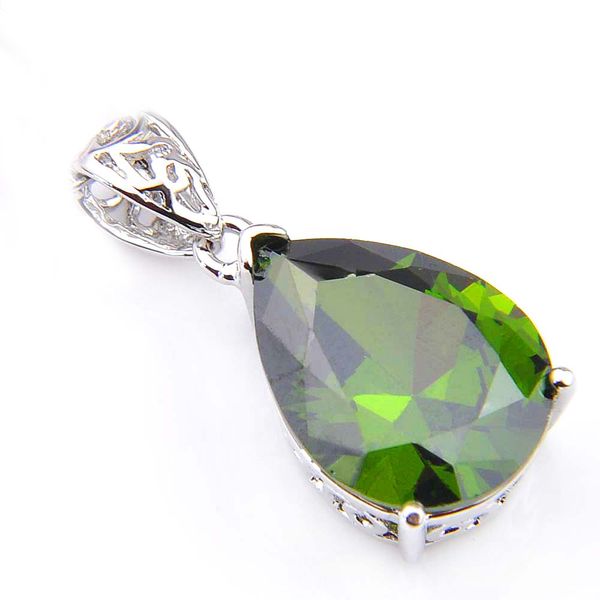 

12*16 mm special offer 10 pcs /lot luckyshine olive peridot gems silver necklace pendants for women crystal cubic zirconia pendants jewelry