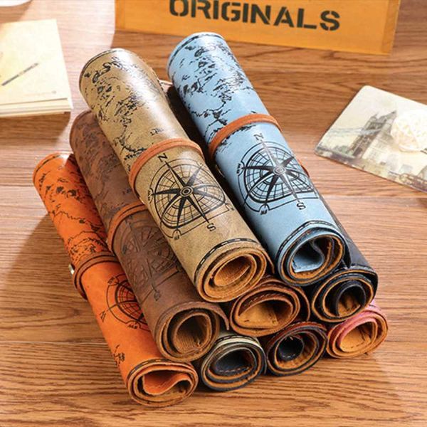 

vintage pirate roll imitation leather pencil case treasure map pen pencil bag gift creative stationery office school supplies