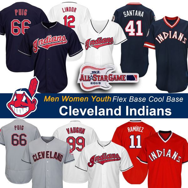 

cleveland yasiel puig indians carlos santana jersey francisco lindor trevor bauer jason kipnis jake bauers baseball jerseys, Blue;black