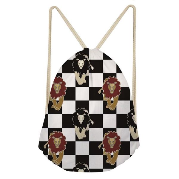 

draw string backpacks women travel softback girls schoolbag drawstring bag customized lion pattern print