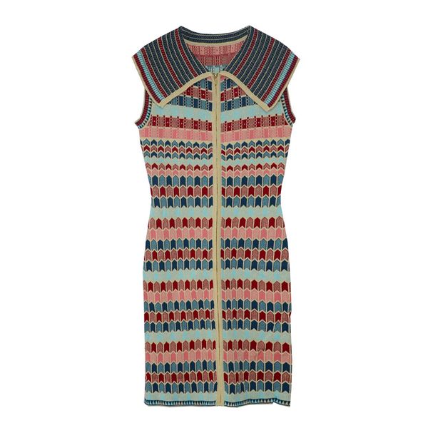 

женщина дизайнер роскошная одежда мода главная суспендер юбка винтаж ретро стиль лацкан молния без рукавов вязаная юбка жилет высокого класс, Black;gray