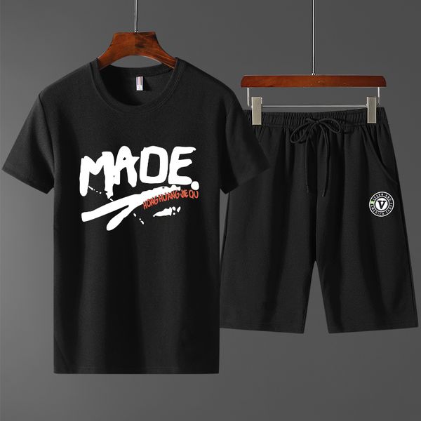 

мужская спортивная одежда летний мужской спортивный костюм фитнес-одежда с короткими рукавами футболка + шорты быстросохнущие высокое качест, Gray