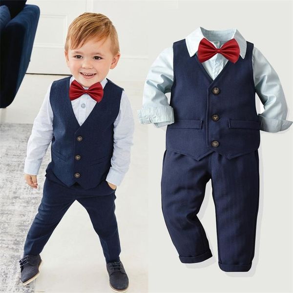 

toddler boy clothes set autumn children clothing baby boy clothes set gentleman sets for kids clothes t-shirt+jeans sport suits outfits, White