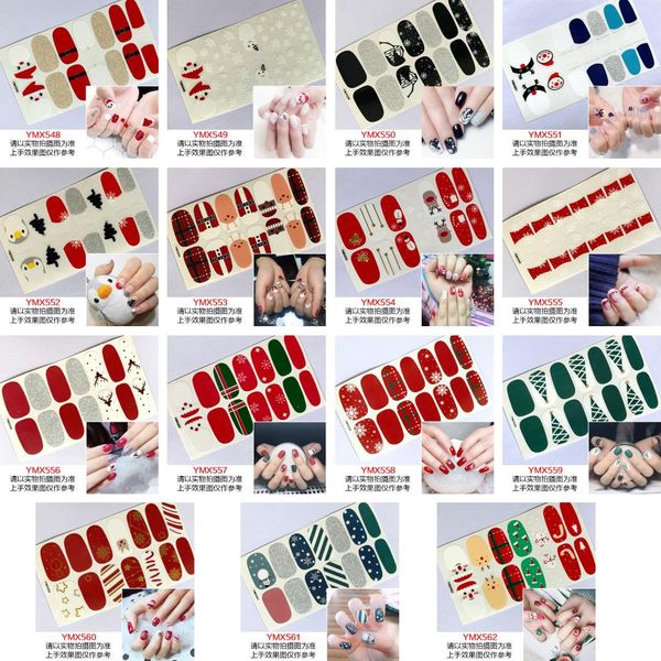 

nail art full-cover sticker sheet 14tips sticker polish christmas series ymx548-562, Black