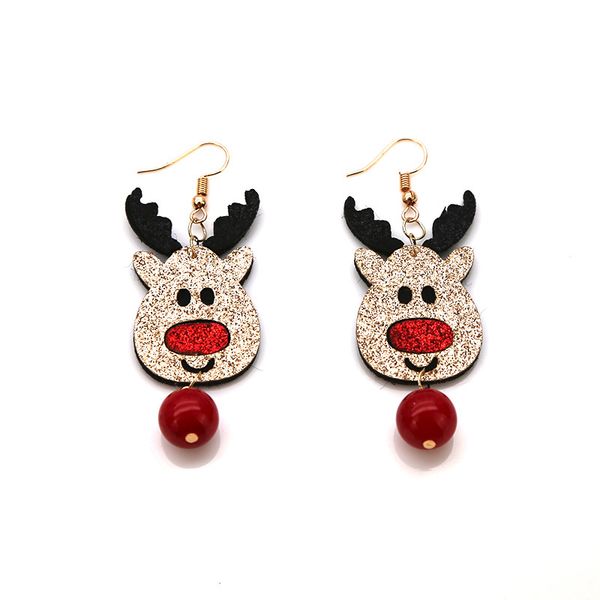

doreenbeads nonwovens drop earrings gold color light gold christmas reindeer santa claus snowman glitter 7cm(2 6/8") long 1 pair, Silver