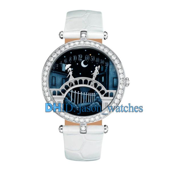 

rn9vi00 designer watches lover bridge diamond watch white leather strap luxury women watches swiss import quartz movement woman wristwatches, Slivery;brown