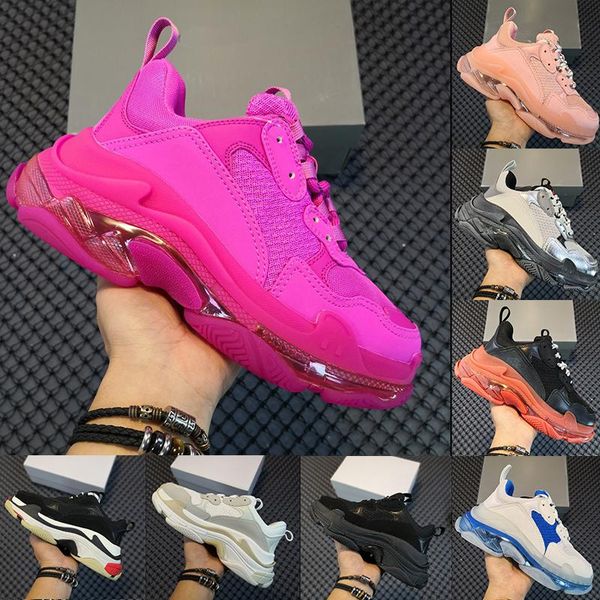 

luxury triple s sneakers burgundy red green black platinum tint cushion midsole crystal bottom fashion paris week dress casual shoes