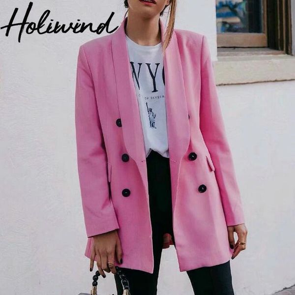 

2019 spring autumn women pink double breasted blazers chaqueta mujer, White;black