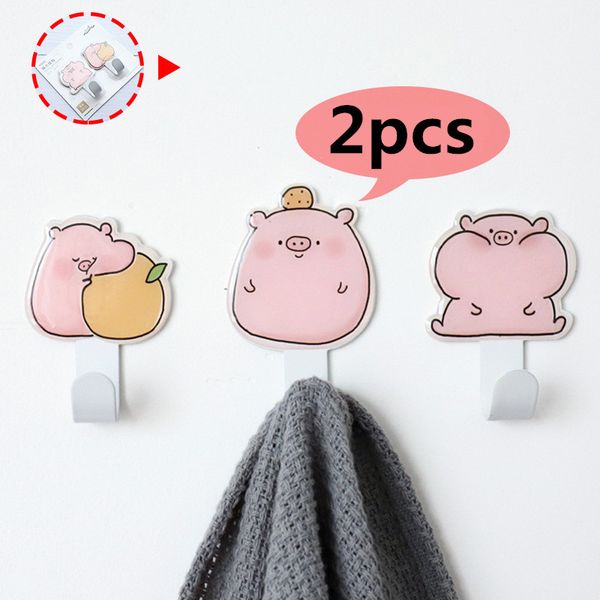 

2 pcs/set nordic metal hooks creative cartoon cute iron bathroom cloth towel keys mounted hanger racks wall decoration hook