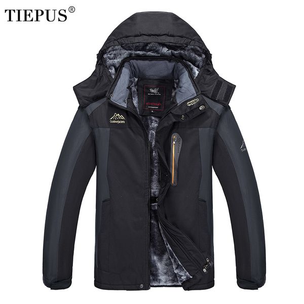 

tiepus new plus size xl~6xl 7xl 8xl 9xl hooded jacket men's winter windbreaker plus velvet warm waterproof down jacket male coat, Tan;black