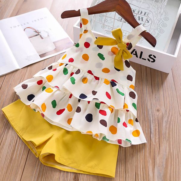 

юмор медведь baby girl одежда костюм летний мило новая мода sling фрукты футболка + карманные штаны двухсекционный костюм детская одежда set, White