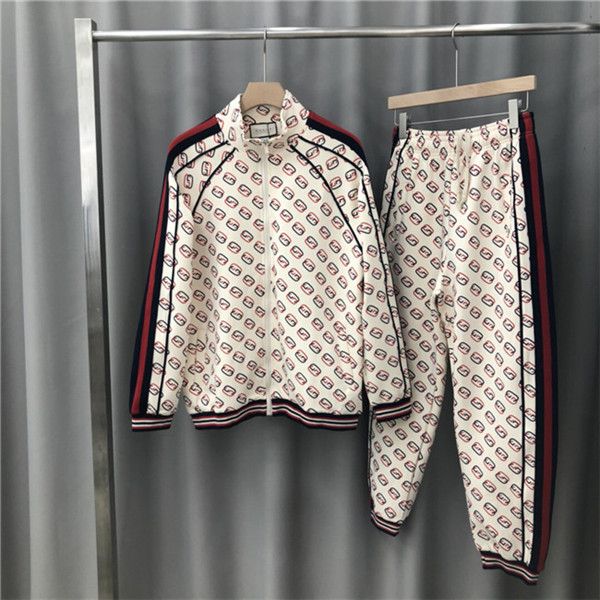 

luxurious italy brands design gc full print tracksuit coat and trousers sets streetwear sweatshirts outdoor long pants and pullover, Blue;black