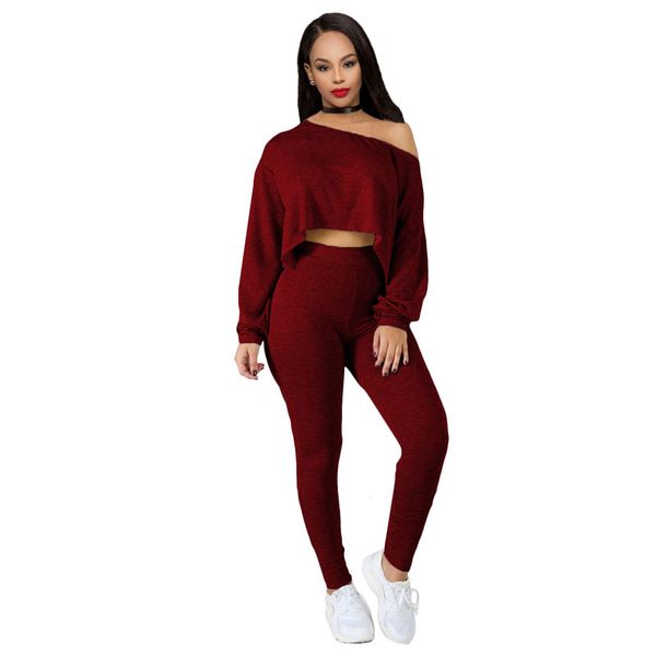 

fashion autumn cashmere suit for women set long sleeves high waist warm winter ladies tracksuits off shoulder 2 piece set cheap, Gray