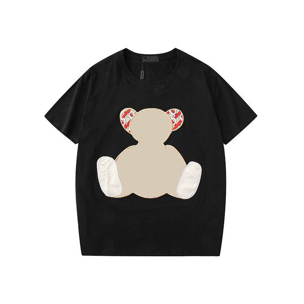

fashion men women t shirt pure white black bear pattern men women short sleeve round neck 2020 summer t shirt clothes