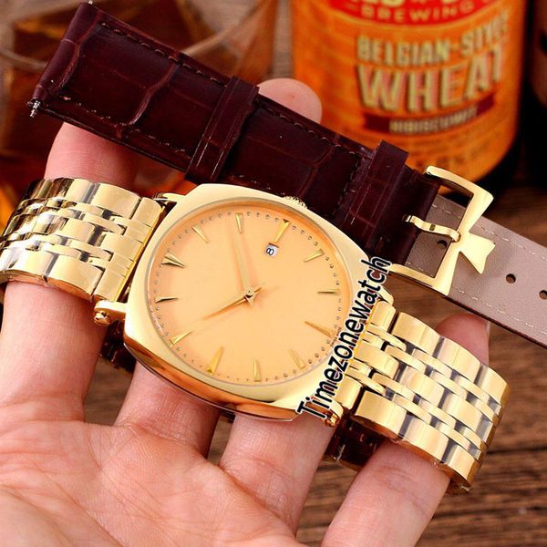 

new historiques американский желтый золотой циферблат miyota 8215 автоматические мужские часы стальной браслет часы (бесплатный кожаный реме, Slivery;brown