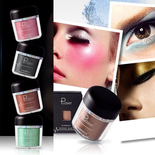 

pudaier glitter eyeshadow powder shimmer cosmetics diamond eyeshadow luminous metallic beauty festival face jewels pretty