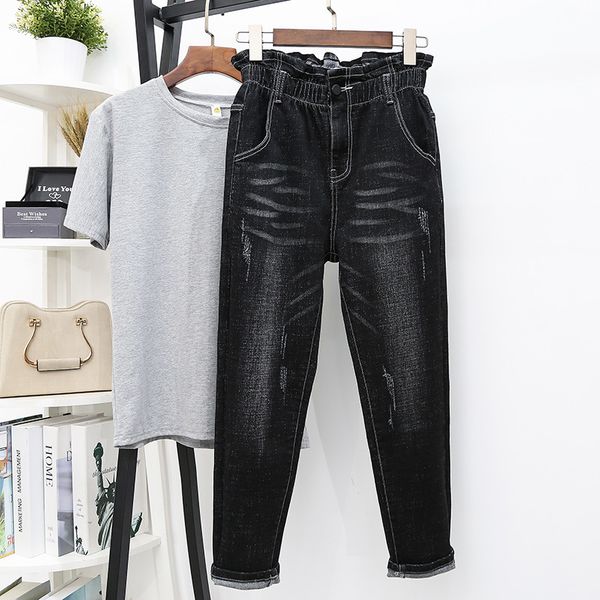 

2020 ladies autumn winter plus size jeans women pencil pants female casual high waist trousers plus mujer pantalon denim jeans, Blue