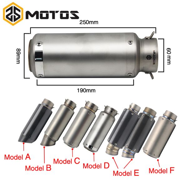 

zs motos motorcycle exhaust muffler sc gp escape exhaust mufflers carbon fiber pipe 51mm 61mm for z750 r1 r6 s1000rr