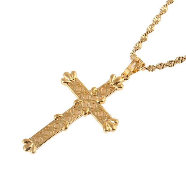 

cross chain necklace men crucifix pendant women gold color christian catholic jewelry, Silver