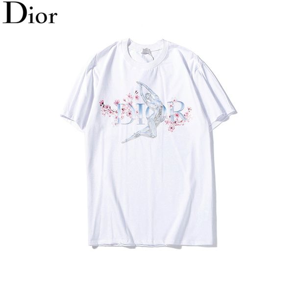

summer embroidered round neck casual men's t-shirt short sleeve luxury print hip hop short sleeve 05, White