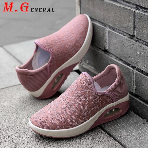 

plus size women's shoes slip-on mesh sport sneakers woman shoe hidden heels running shoes air loafers breathable mother shoe q7