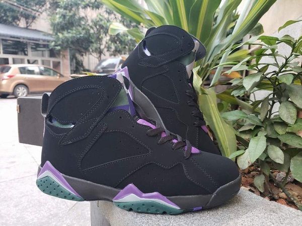 

with box)2019 7 ray allen basketball shoes men black purple grey sneaker
