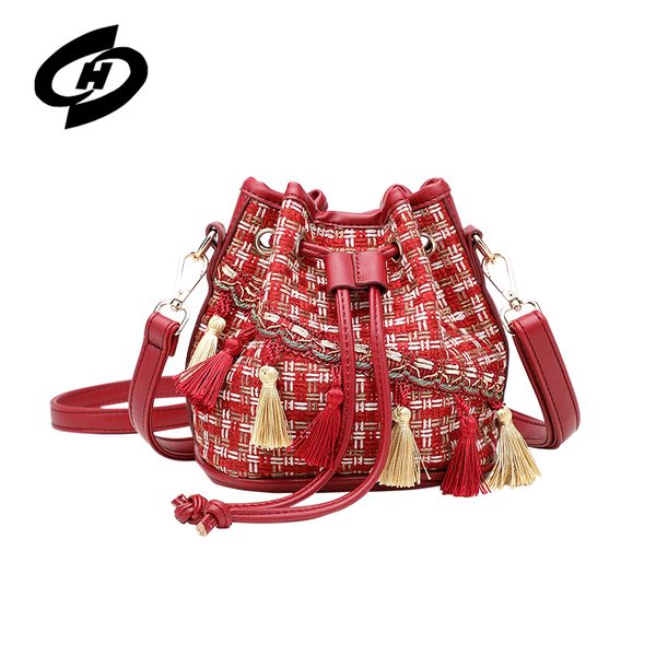 

ковш тотализатор руки crossbody messenger плечо сумка для drawstring нейлона женщин сумки с кисточками hardware украсить