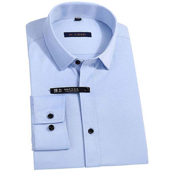 

new long sleeved dress shirt men's solid color stretch casual business slim men's shirts male shirts man long sleeve, White;black