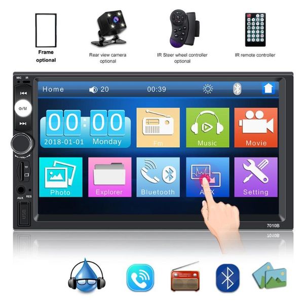 

car stereo 12v radio tuner 2 din 7" touch screen bluetooth multimedia auto audio autoradio mp5 player support rear view camera