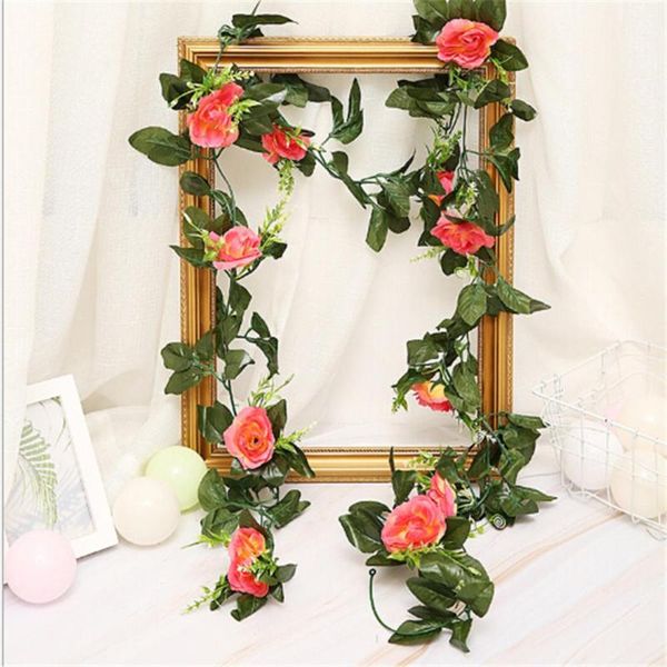 

fake rose flower plant decoration simulation plants vine for wedding arch decoration artificial flower home 10