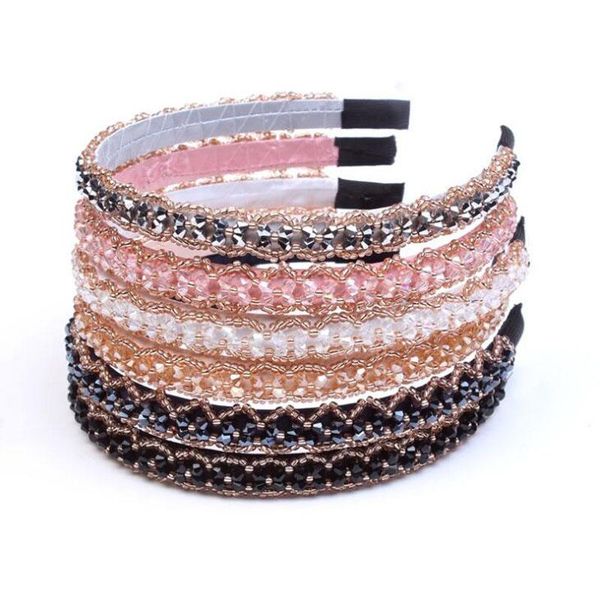 

10pcs/lot fashion hair clasp women girls fishing line shiny crystal beads hairband hoop for girl party headdress hair ornaments, Silver