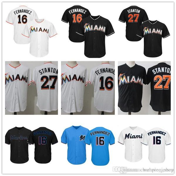 

Miami men's Baseball Jerseys Marlins 16 Jose Fernandez 27 Stanton Hot Sale Jersey 18/19 New 100% Stitched shirt 2019 new
