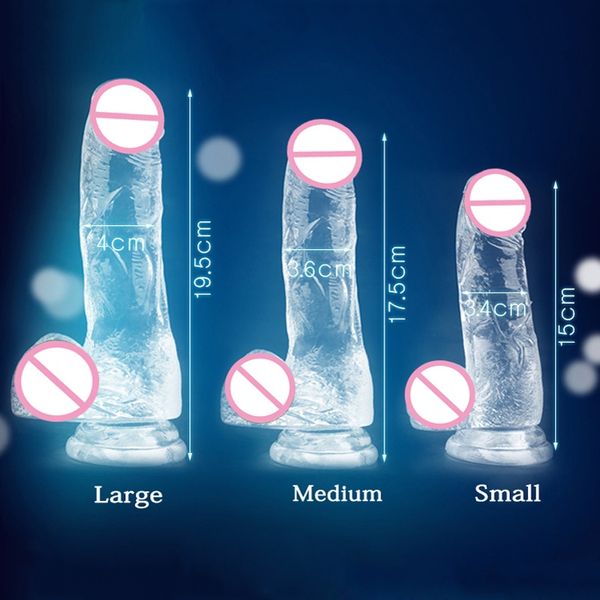 

cup silicone massage suction dildos women realistic toys flexible 3 size dffxm