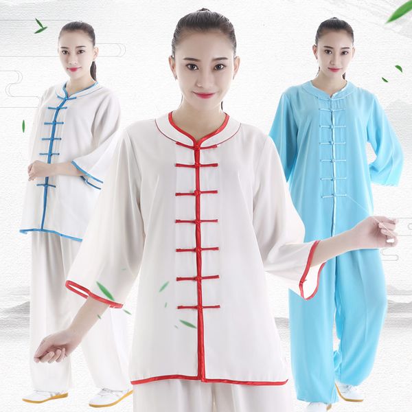 

summer folk martial arts clothing kungfu costume tai chi clothes tang suit kungfu uniform exercise clothing + pants, Red