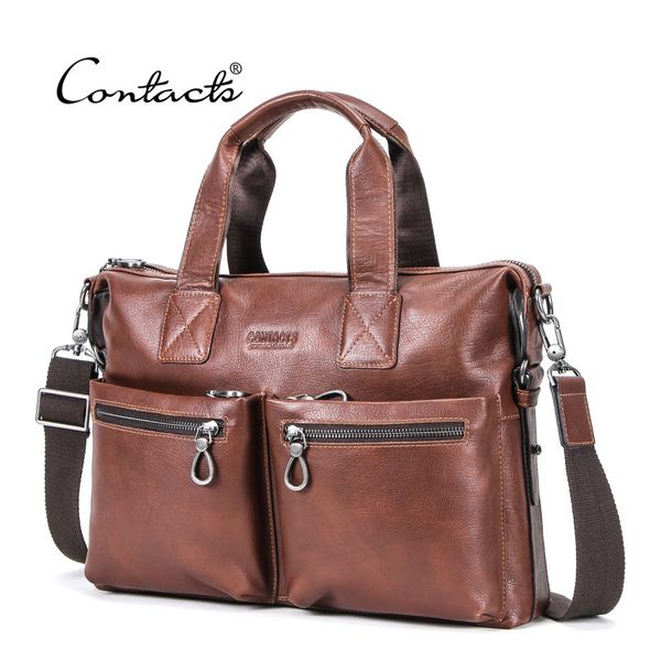 

the layer of cowhide can hold 12 inches computer men's handbag multi-functional oblique satchel leather