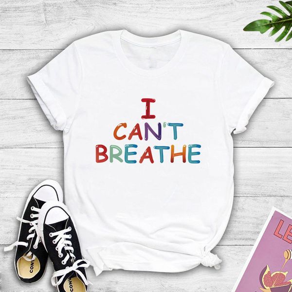 

конструктор trend женщин t-shirt 2020 новые прибытия летняя мода «я не могу дышать» напечатаны случайные футболки шесть цвет, выбранный разм, White