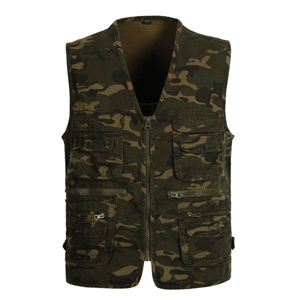

multi pocket camouflage vest men casual travel waistcoat cotton fishing sleeveless jacket camo vest male pgraph vest,ga142, Black;white