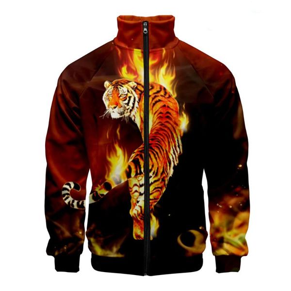 

2020 wild animal 3d print zipper sweatshirt harajuku hoodies fashion autumn and spring clothes beast tiger men/women sweatshirt, Black;brown