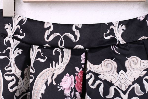 

women stretch high waist floral skirt, Black