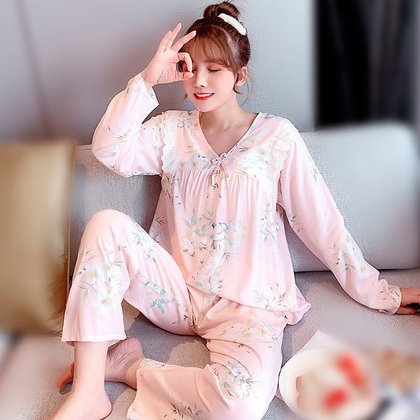 

2020 летняя пижама v-образным вырезом женщин пижамы cute pattern home wear casult ночное хлопок sweet girl lounge wear, Black;red
